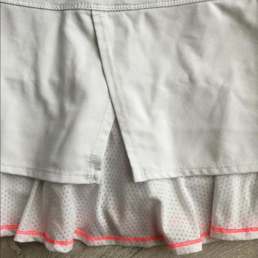 Lucky in Love Tennis Skort, Women’s Tiered White, Colorful Accent, Size Medium